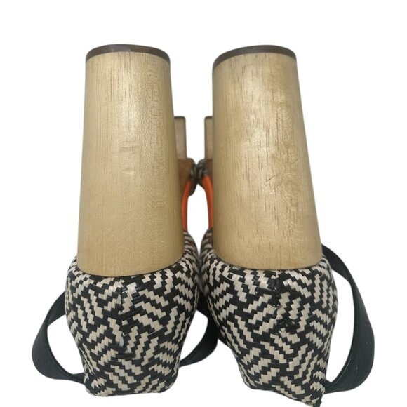 Rare Loeffler Randall Raffia Wooden Platform Pointed Toe Heels 8.5 Boho Retro - Picture 9 of 14